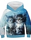 preiswerte Kapuzenpullover &amp; Sweatshirts für Mädchen-Mädchen 3D Tier Katze Bedruckt Kapuzenpullover Langarm 3D-Druck Aktiv Strassenmode Polyester kinderkleidung Baby