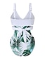 cheap One-Pieces-Women&#039;s Push Up Monokini Swimsuit in Tri Colored Leaf Design