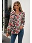 cheap Tops &amp; Blouses-Women&#039;s Floral Holiday Weekend Floral Long Sleeve Blouse Shirt Shirt Collar Button Print Casual Fashion Streetwear Tops Black S / 3D Print