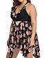 billige Tankini-Dame Badetøy Tankini 2 stk Store størrelser Badedrakt Blomstret Blad 2 deler Åben Ryg Printer for store byster Grønn Svart Blå Rosa Oransje V-splitt Grime Polstret Badedrakter Fritid Ferie ny