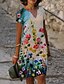 cheap Casual Dresses-Women&#039;s Midi Dress Casual Dress Shift Dress Black Yellow Pink Floral Short Sleeve Summer Spring Print Stylish V Neck Vacation 2023 S M L XL XXL 3XL