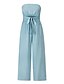 cheap Women&#039;s Jumpsuits-Women&#039;s Jumpsuit Solid Color Backless Cut Out Casual Strapless Wide Leg Daily Vacation Sleeveless Regular Fit Green Blue White S M L Spring