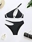 cheap Bikini-Women&#039;s Swimwear Bikini 2 Piece Normal Swimsuit Striped Open Back Hole Black V Wire Bathing Suits Vacation Sexy New / Modern / Padded Bras