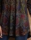 abordables Tee-shirt-Femme Tunique T shirt Tee T-shirt bordeaux Floral Graphic Casual du quotidien Vin Bleu Violet Imprimer manche longue Rétro Vintage basique Ethnique Col V Standard Automne hiver