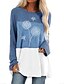 cheap T-Shirts-business casual tunic tops to wear with leggings for women long sleeve color block print loose blouses t shirts red