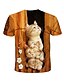 baratos camisetas 3d para meninas-Para Meninas 3D Animal Gato Camisa Camiseta Manga Curta Impressão 3D Verão Ativo Poliéster Infantil 4-12 anos Escola Roupa Diária Normal