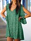 billige Tops &amp; Blouses-Dame T skjorte kjole Bluse Skjorte Blomster Tema Blomstret V-hals Trykt mønster Fritid Topper Løstsittende Grønn Blå Svart / 3D-utskrift