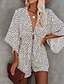 cheap Jumpsuits &amp; Rompers-Women&#039;s Romper Polka Dot Cut Out Belted Casual V Neck Baggy Shorts Daily Going out Half Sleeve Regular Fit Blue White Black S M L Spring / Print