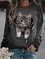 cheap Hoodies &amp; Sweatshirts-Women&#039;s Sweatshirt Pullover Print Active Streetwear Black Red Navy Blue Animal Daily Long Sleeve Round Neck