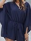 cheap Jumpsuits &amp; Rompers-Women&#039;s Romper Solid Color Ordinary V Neck Street Casual Half Sleeve Regular Fit Green Blue Black S M L Spring