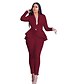 cheap Two Piece Sets-Women&#039;s Blazer Office Suit Pants Sets Solid Color Office Wear to work Ruffle Black Long Sleeve Vintage Basic Shirt Collar Fall &amp; Winter