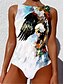 cheap Women&#039;s Swimsuits-Women&#039;s Swimwear One Piece Monokini Bathing Suits Plus Size Swimsuit Eagle Animal Tummy Control Slim Printing for Big Busts White Blue Purple Yellow Scoop Neck Bathing Suits Vacation Fashion New