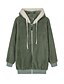 cheap Plus Size Outerwear-Women&#039;s Plus Size Jacket Pocket Plain Causal Hooded Long Sleeve Fall Winter Regular Light Army Green Green Blue L XL XXL 3XL 4XL / Loose
