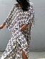 cheap Beach Dresses-UV Protected Modest Gray Leaf Women&#039;s Swim Cover Up