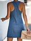 cheap Casual Dresses-Women&#039;s Short Mini Dress A Line Dress Blue Sleeveless Pocket Button Solid Color V Neck Spring Summer Stylish Casual 2022 S M L XL XXL / Denim Dress
