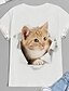 cheap Plus Size Tops-Women&#039;s Plus Size Tops T shirt Cat Graphic Short Sleeve Print Basic Crewneck Cotton Spandex Jersey Daily Holiday White
