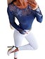 abordables Tops &amp; Blouses-Mujer Blusa Camisa Un Color Manga Larga Retazos Escote Redondo Básico Chic de Calle Tops Negro Azul Piscina Amarillo