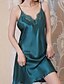 cheap Sleep &amp; Lounge-Women&#039;s 1 pc Pajamas Nightgown Satin Simple Comfort Pure Color Silk Home Daily Bed V Wire Breathable Gift Sleeveless Lace Basic Fall Spring Green White