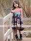cheap Girls&#039; Dresses-Kids Little Dress Girls&#039; Floral Daily Pleated Patchwork Red Knee-length Cotton Long Sleeve Basic Dresses Fall Spring Regular Fit
