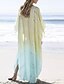 baratos Cover-Ups-Mulheres Roupa de Banho Cobertura Vestido de praia Normal roupa de banho Bloco de cor Âmbar Proteção UV Estampado Azul Claro Azul Amarelo Decote em V-wire Fatos de banho Casual Férias novo / Moderno