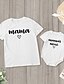 cheap Family Look Sets-Mommy and Me Valentines T shirt Tops Causal Heart Letter Print White Black Short Sleeve Casual Matching Outfits / Summer