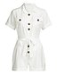 cheap Jumpsuits &amp; Rompers-Women&#039;s Romper Solid Color Lace up Button Casual V Neck Baggy Shorts Street Vacation Short Sleeve Regular Fit White Black S M L Fall