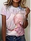 abordables Hauts les plus vendus-T shirt Tee Femme Casual du quotidien Géométrique Manches Courtes Abstrait 3D Géométrique Col Rond basique Rose Claire Hauts S / 3D effet