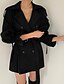cheap Coats &amp; Trench Coats-Women&#039;s Trench Coat Lace up Pocket Regular Coat Black Khaki Street Casual Double Breasted Spring Turndown Regular Fit One-Size