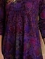 cheap Women&#039;s T-shirts-Women&#039;s Tunic T shirt Tee Burgundy Tee Floral Graphic Casual Daily Wine Blue Purple Print Long Sleeve Vintage Basic Ethnic V Neck Regular Fit Fall &amp; Winter