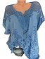 abordables Blusa-Mujer Blusa Plano Color sólido Casual Diario Media Manga Blusa Camisa Escote en Pico Encaje Básico Elegante Casual Blanco Negro Azul Piscina S / Verano