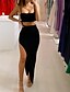 cheap Two Piece Sets-Women&#039;s Sexy Plain Casual Vacation Two Piece Set Strap Skirt Crop Top Tank Top Skirt Sets Split Tops