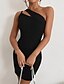 cheap Mini Dresses-Women&#039;s Short Mini Dress Holiday Dress Black Dress Black Sleeveless Backless Pure Color One Shoulder Spring Summer Party Personalized Hot Sexy 2022 Slim S M L