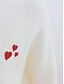 baratos Camisolas-Mulheres Suéter Pulôver Saltador Coração Tricotado à moda Básico Casual Manga Longa Solto Casacos de malha Outono Inverno Gola Redonda Azul Branco Preto