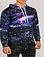 preiswerte Hoodies-Herren Grafik Galaxy-Print Pullover Hoodie Sweatshirt Täglich Ausgehen Alltag Kapuzenpullover Sweatshirts Purpur Rosa Armeegrün