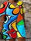 abordables Robes Grandes Tailles  Femme-Femme Grande Taille Floral Robe Trapèze Imprimer Col V Manches 3/4 Casual Printemps Eté Casual du quotidien Robe courte courte Robe