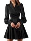 preiswerte Dresses-Damen Minikleid Satinkleid A Linie Kleid Weiß Schwarz Rosa Langarm Rüschen Einfarbig V Ausschnitt Herbst Winter Stilvoll Urlaub Modern 2022 S M L XL XXL