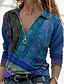 cheap Hoodies &amp; Sweatshirts-Women&#039;s Blouse Shirt Boho Geometric Graphic Geometric Abstract Shirt Collar Zipper Basic Ethnic Boho Tops Blue Purple Red