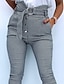cheap Pants-Women&#039;s Fashion Print Chinos Ankle-Length Pants Micro-elastic Casual Weekend Cotton Blend Plaid Checkered Mid Waist Comfort Slim Gray S M L XL