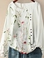 cheap Plus Size Tops-Women&#039;s Plus Size Tops Blouse Shirt Floral Long Sleeve Embroidered Print Basic Streetwear Festival Crewneck Cotton Daily Sports Spring Summer White
