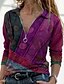 baratos Moletons-Mulheres Blusa Camisa Social Boho Geométrico Gráfico Geométrica Abstrato Colarinho de Camisa Zíper Básico Étnico Boho Blusas Azul Roxo Vermelho