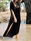 abordables Cover-Ups-Mujer Bañadores Tapadera Vestido de playa Normal Traje de baño Color puro Punto Agujero Blanco Negro Marrón Escote en V Trajes de baño Casual Vacaciones nuevo / Moderno