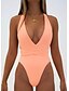cheap One-Pieces-Women&#039;s Swimwear One Piece Monokini Bathing Suits Normal Swimsuit Pure Color Backless Tummy Control White Black Pink V Wire Padded Bathing Suits Vacation Sexy Sexy / Modern / New / Padded Bras