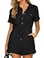 cheap Jumpsuits &amp; Rompers-Women&#039;s Romper Solid Color Lace up Button Casual V Neck Baggy Shorts Street Vacation Short Sleeve Regular Fit White Black S M L Fall