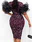cheap Plus Size Dresses-Women&#039;s Plus Size Curve Party Dress Black Sequin Dress Color Gradient Crew Neck Sequins Sleeveless Spring Fall Formal Sequins Prom Dress Knee Length Dress