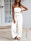 cheap Women&#039;s Jumpsuits-Women&#039;s Jumpsuit Solid Color Backless Cut Out Casual Strapless Wide Leg Daily Vacation Sleeveless Regular Fit Green Blue White S M L Spring