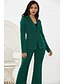 cheap Two Piece Sets-Women&#039;s Blazer Office Suit Pants Sets Solid Color Office Wear to work Black Green Long Sleeve Basic Shirt Collar Regular Fit Fall &amp; Winter