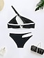 cheap Bikini-Women&#039;s Swimwear Bikini 2 Piece Normal Swimsuit Striped Open Back Hole Black V Wire Bathing Suits Vacation Sexy New / Modern / Padded Bras