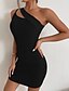 cheap Mini Dresses-Women&#039;s Short Mini Dress Holiday Dress Black Dress Black Sleeveless Backless Pure Color One Shoulder Spring Summer Party Personalized Hot Sexy 2022 Slim S M L