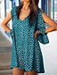 baratos Tops &amp; Blouses-Mulheres T-shirt vestido Blusa Camisa Social Tema Flores Floral Decote V Imprimir Casual Blusas Solto Verde Azul Preto / Impressão 3D