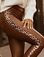 cheap Graphic Chic-Women&#039;s Fashion Stylish Print Tights Leggings Full Length Pants Micro-elastic Casual Weekend PU Leopard Mid Waist Comfort Slim Brown S M L XL